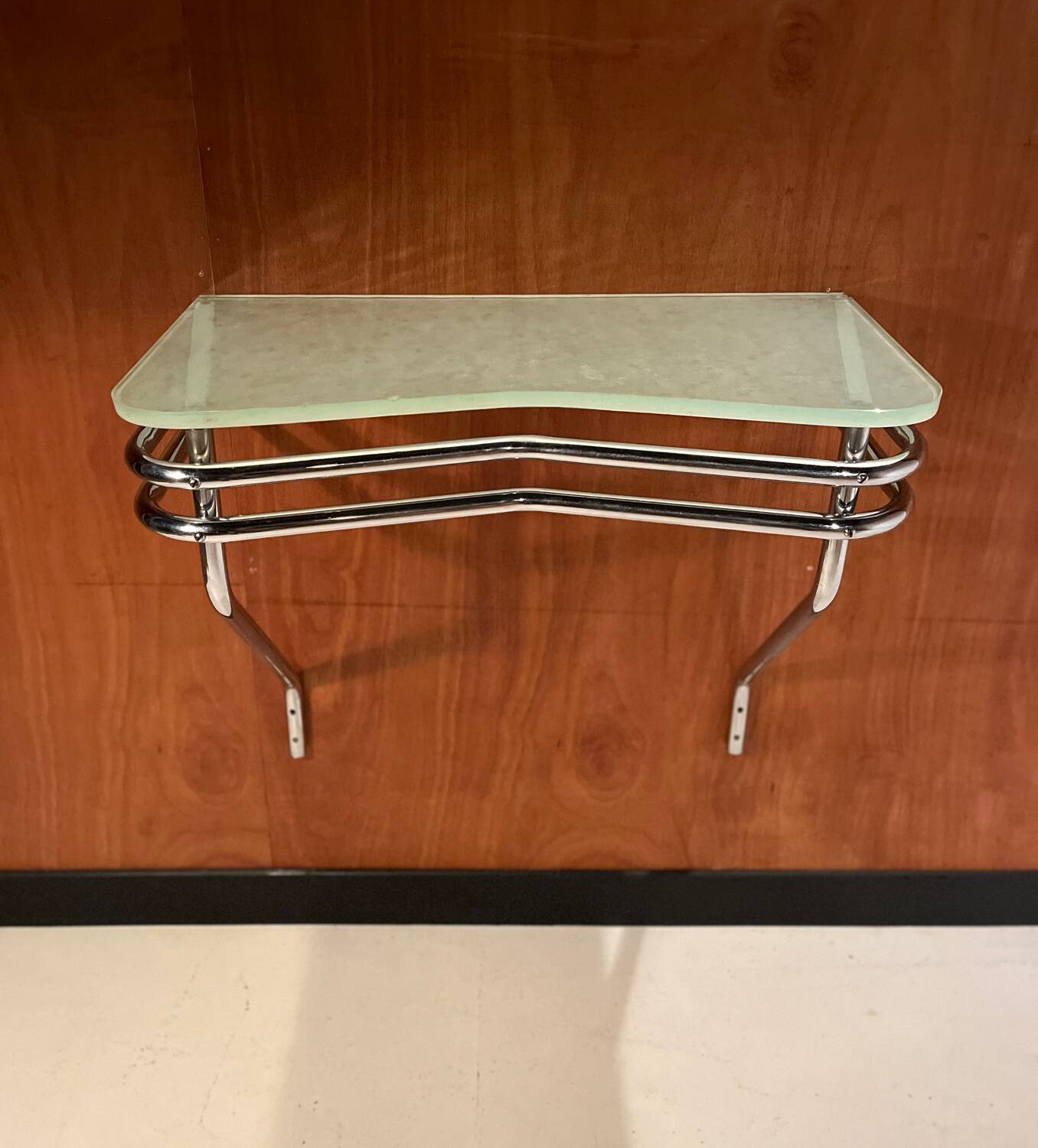 Frosted glass and steel console