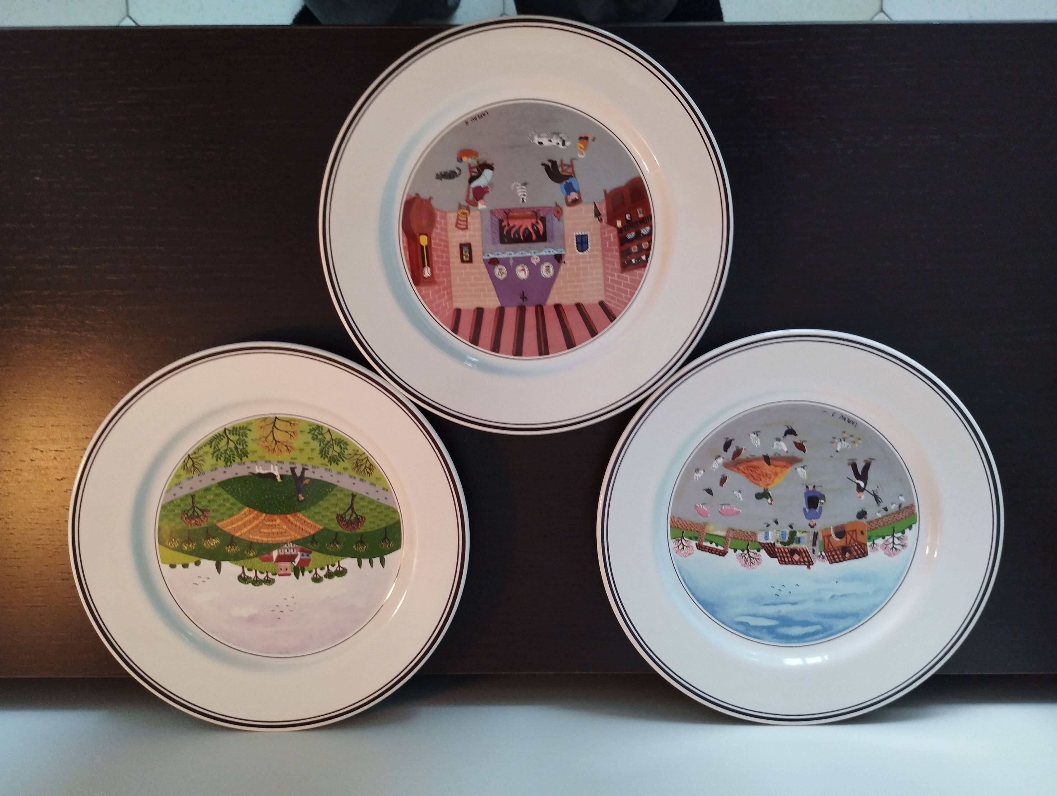 3 villeroy and boch plates