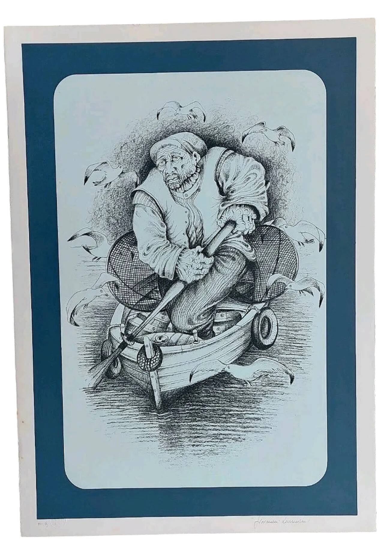 Épreuve d'artiste, lithographie par Giovanni Lazzarini, XXe siècle