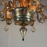 Venetian chandelier in golden Murano glass with a black border, circa 1950