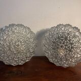 Paire d'appliques, plafonniers ronds en verre ciselé, années 60