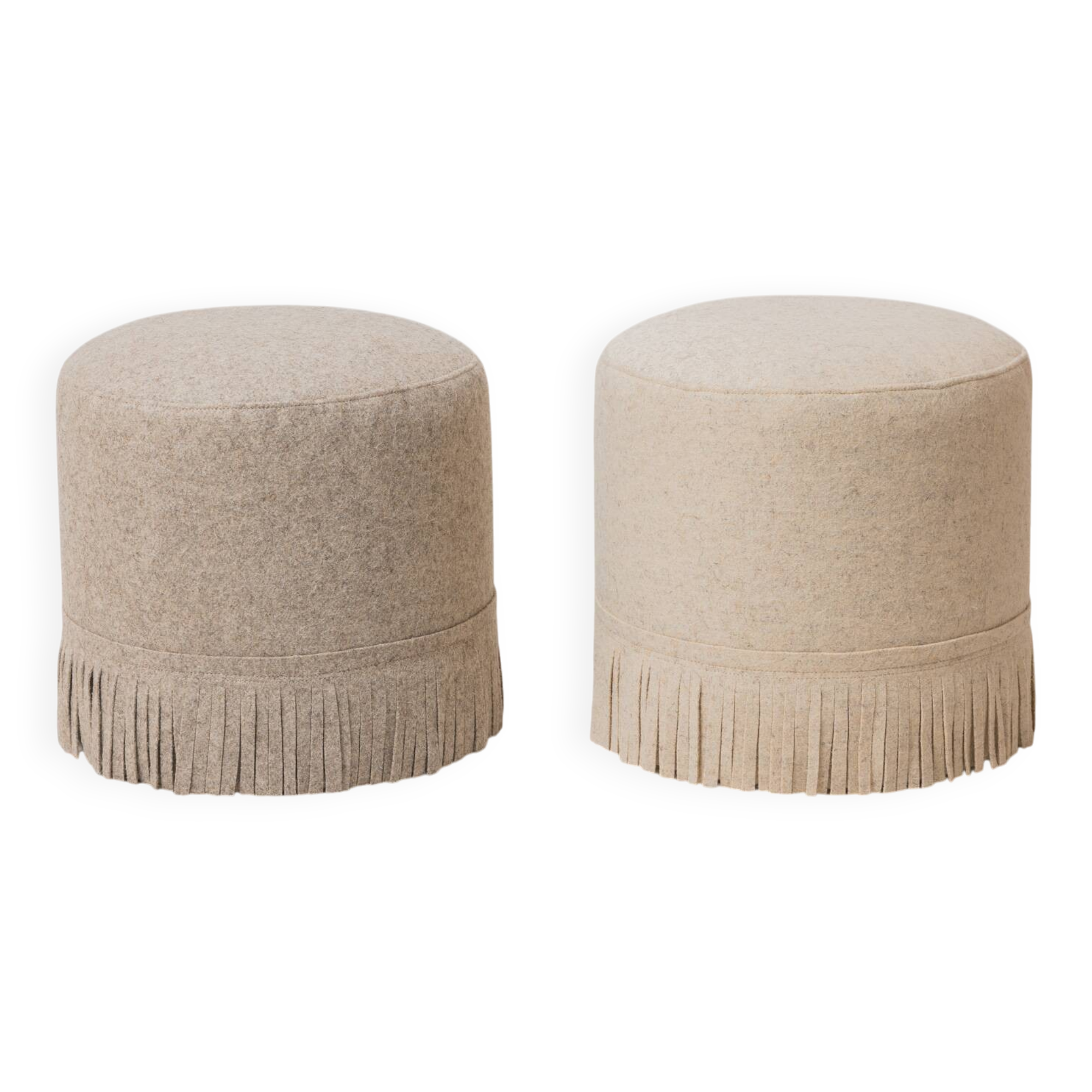 Pair of wool poufs