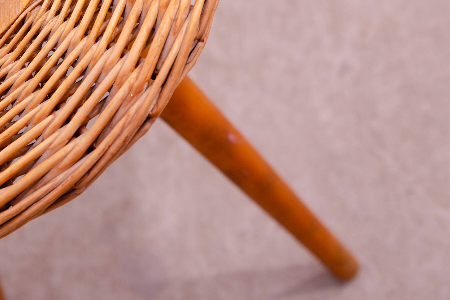 Mid century rattan stool by Jan Kalous for ÚLUV, 1960´s, Czechoslovakia