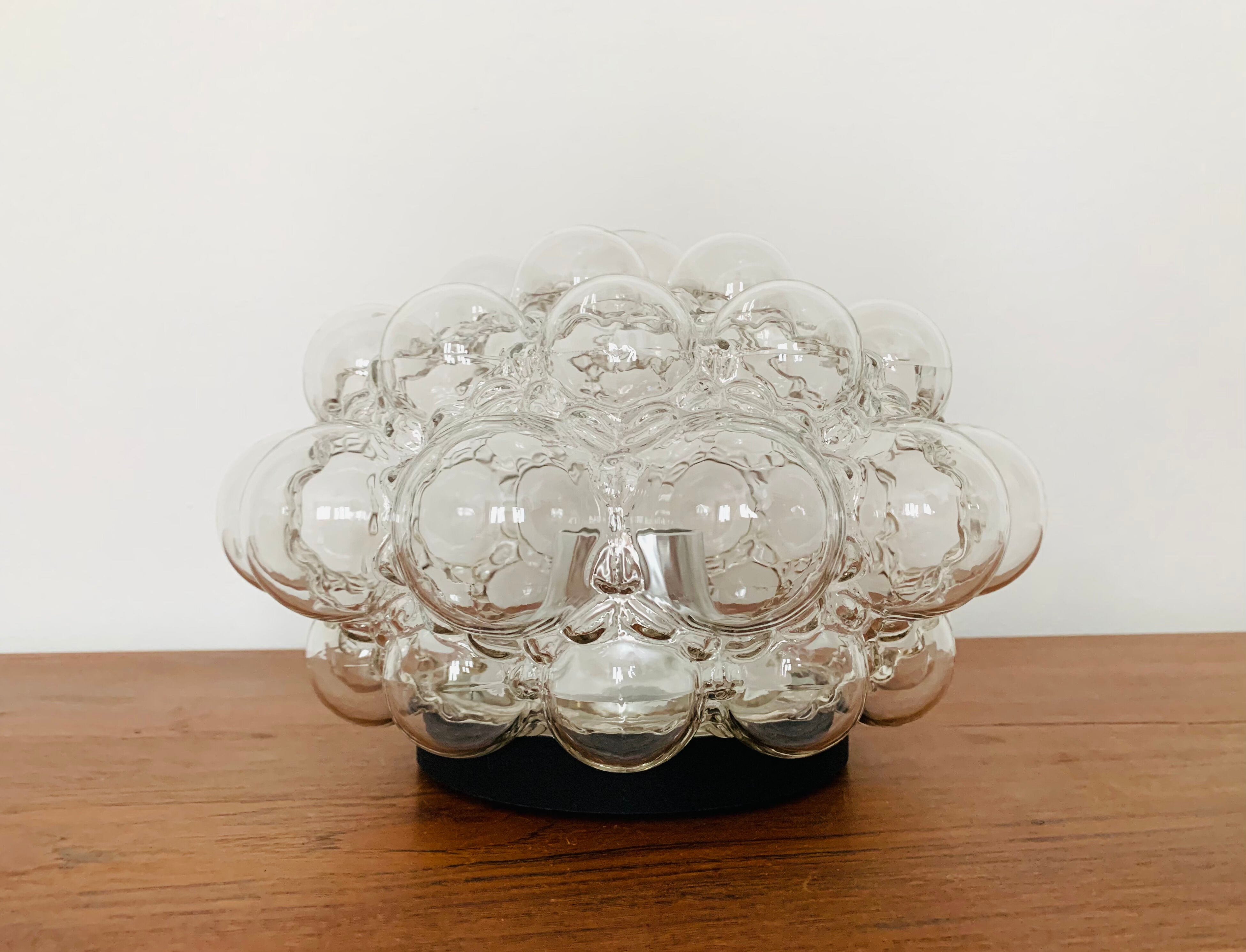 Bubble glass wall lamp or flush light by Helena Tynell for Glashütte Limburg