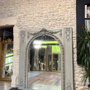 Important Antique Boiserie 176.5cm/158cm 19th Century Fireplace Mirror with Pitted Glass