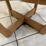 Scandinavian wooden side coffee table with vintage 50s swivel top