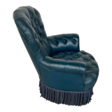 Armchair Napoleon III leather Chesterfield way, late nineteenth
