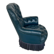 Armchair Napoleon III leather Chesterfield way, late nineteenth