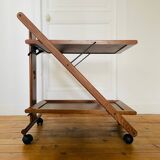 Vintage wooden trolley serving cart, 1960