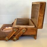 Old wooden cigarette box and ashtray