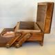 Old wooden cigarette box and ashtray