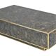 Marble glass coffee table with "solar eruption" decor.