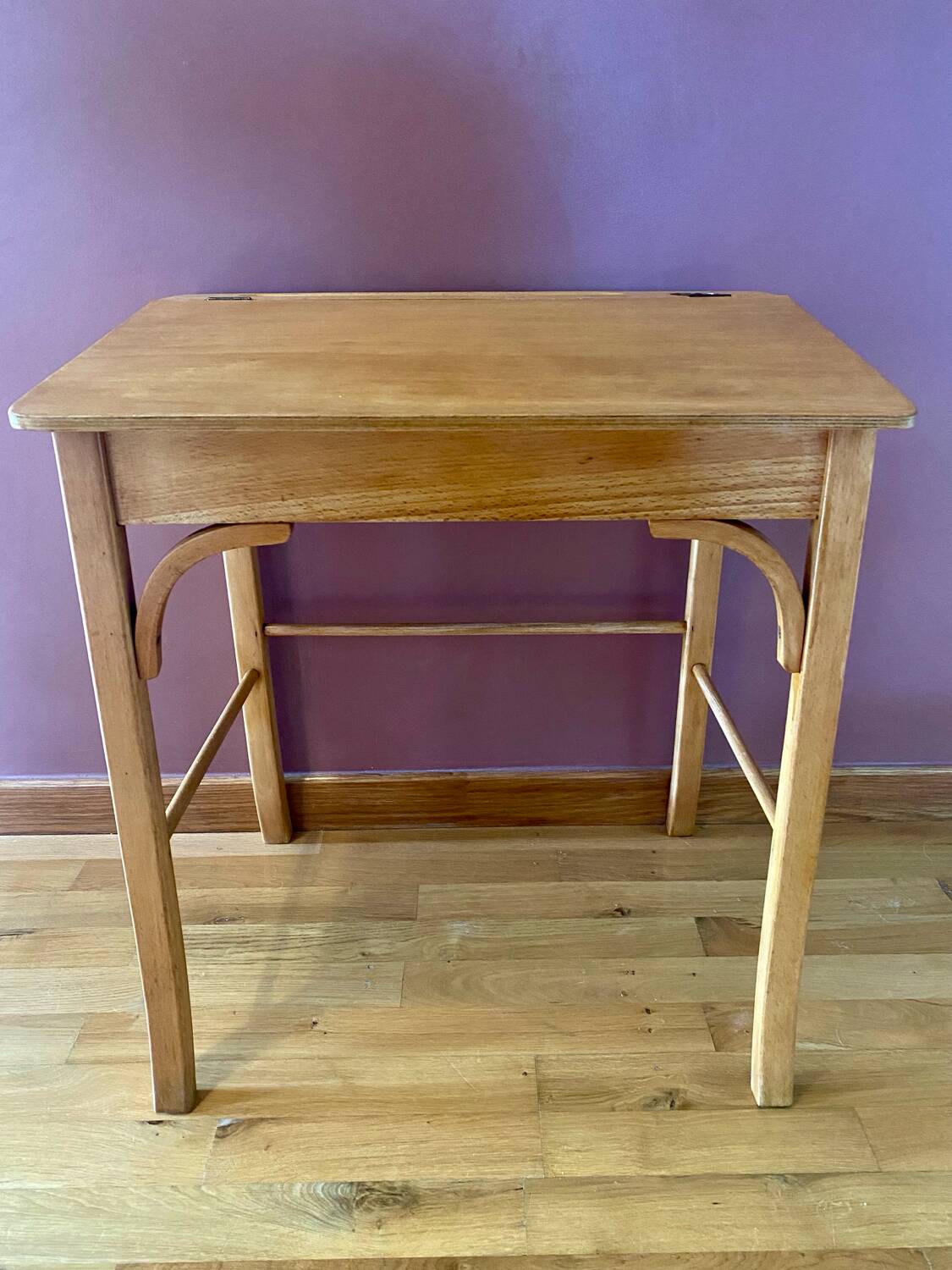 Pupitre,bureau d’écolier et sa chaise Bauman, ancien bureau enfants, mobilier enfant 1960.