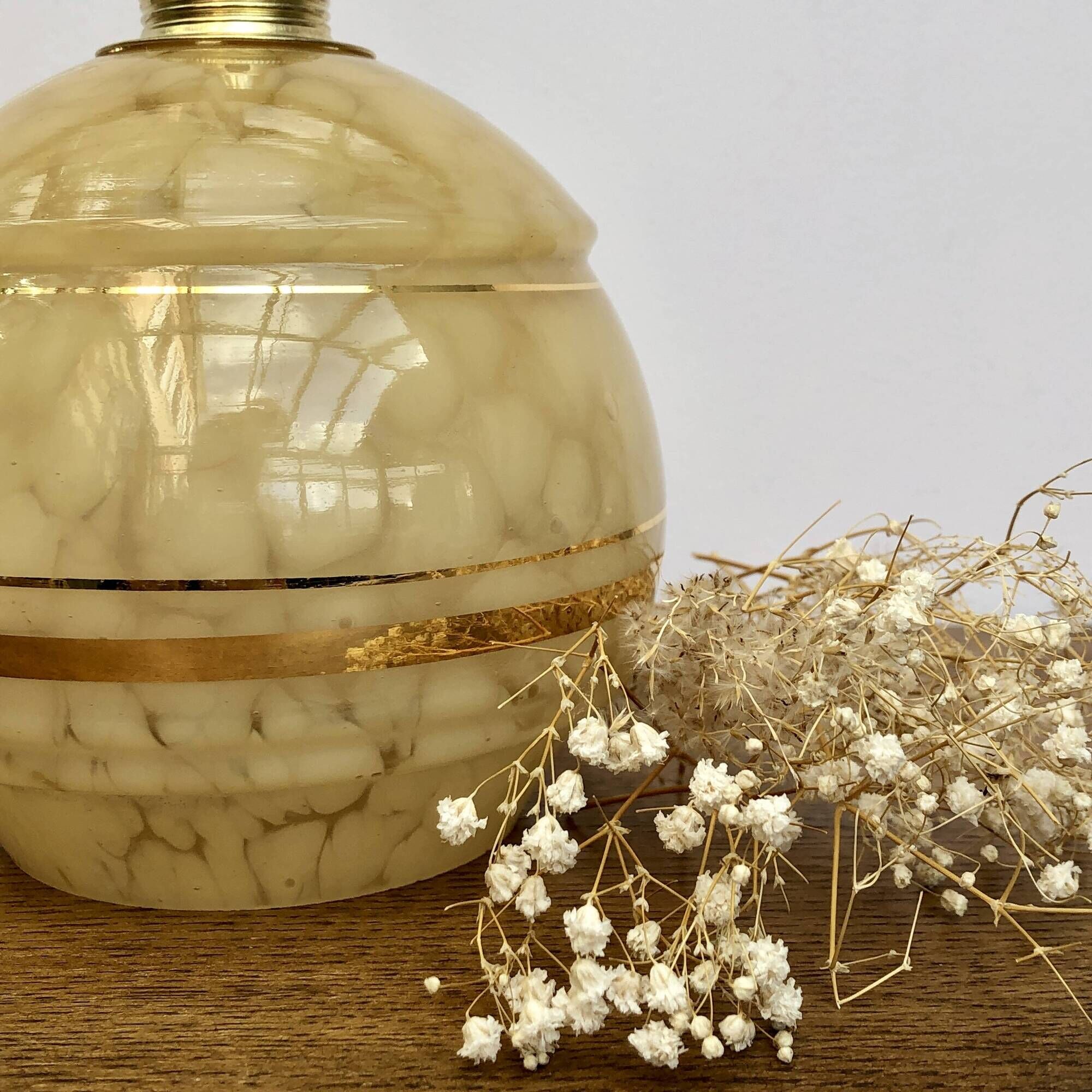 Vintage tulip wall lamp in yellow and gold Clichy glass
