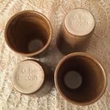 4 sandstone cups with chestnut gradients. Stamped GP DIGOIN