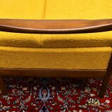 Scandinavian-style yellow boucle sofa with folding function, 1960s