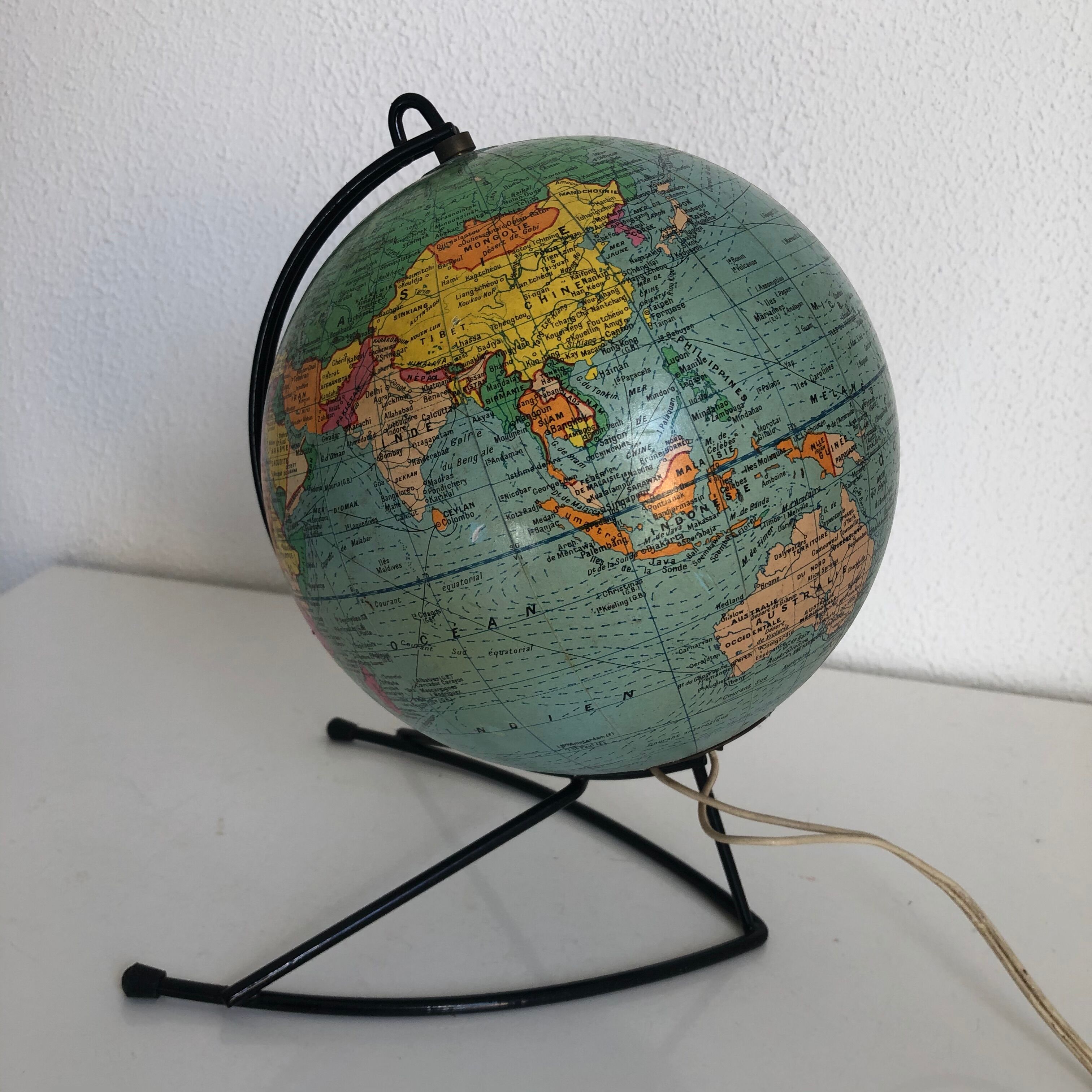 Globe Land Girard vintage glass 1960, 27 cm