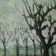 Landscape painting riverside 1964 vintage M. Fargette