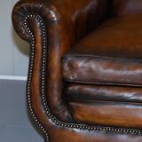 Restored vintage leather sofa from a gentleman's Victorian club.