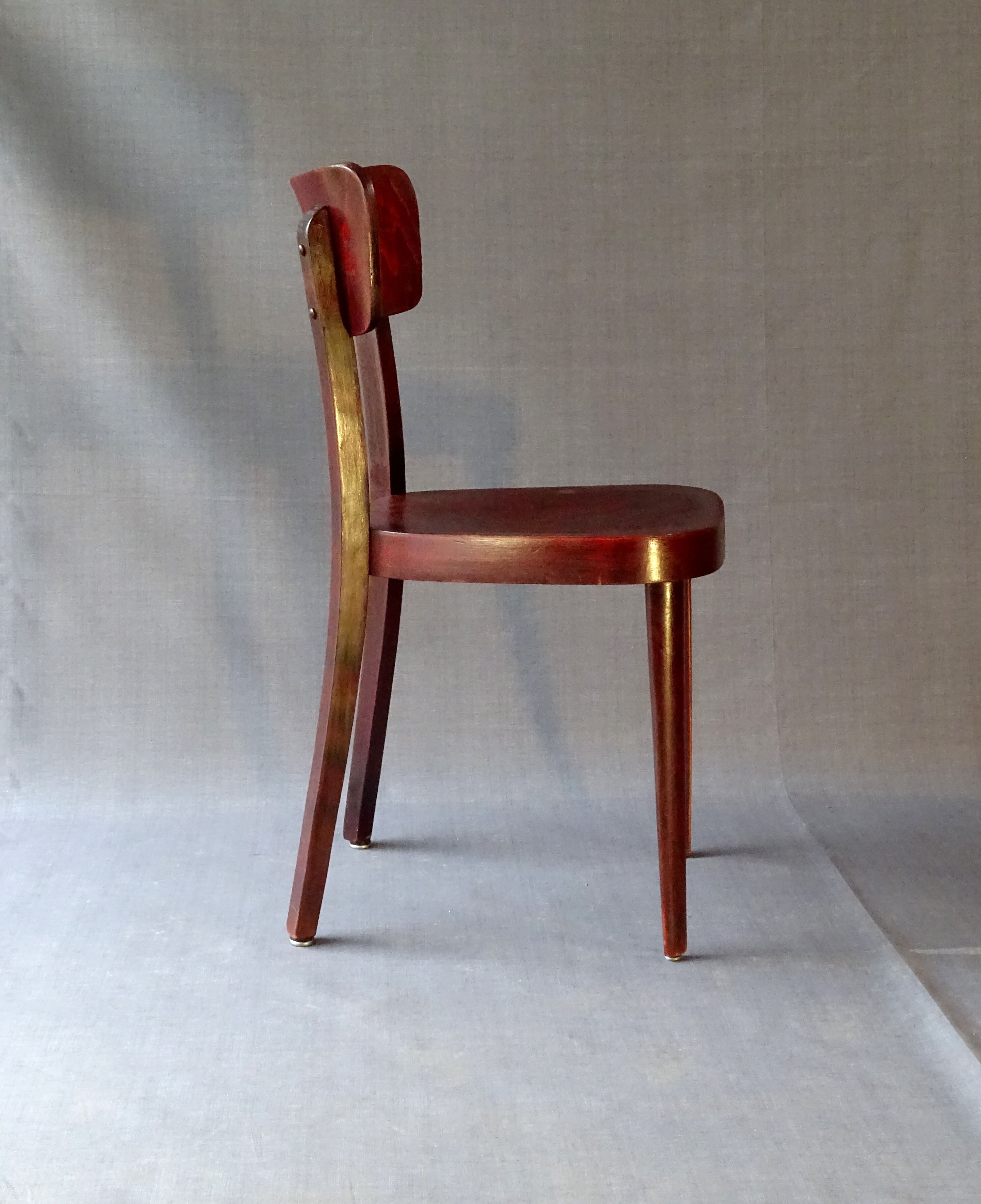 Set of 3 chairs Thonet 1950 feet spindle, modern bistro