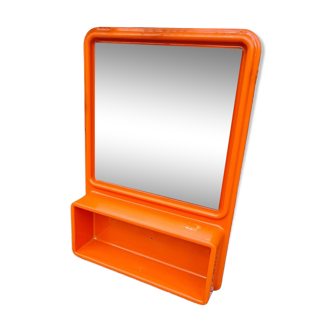 Miroir étagère en plastique moulé vintage orange années sixties pas d'envoi