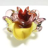 Grand cendrier/vide-poche en verre de Murano polychrome, attribué à Toso, Italie