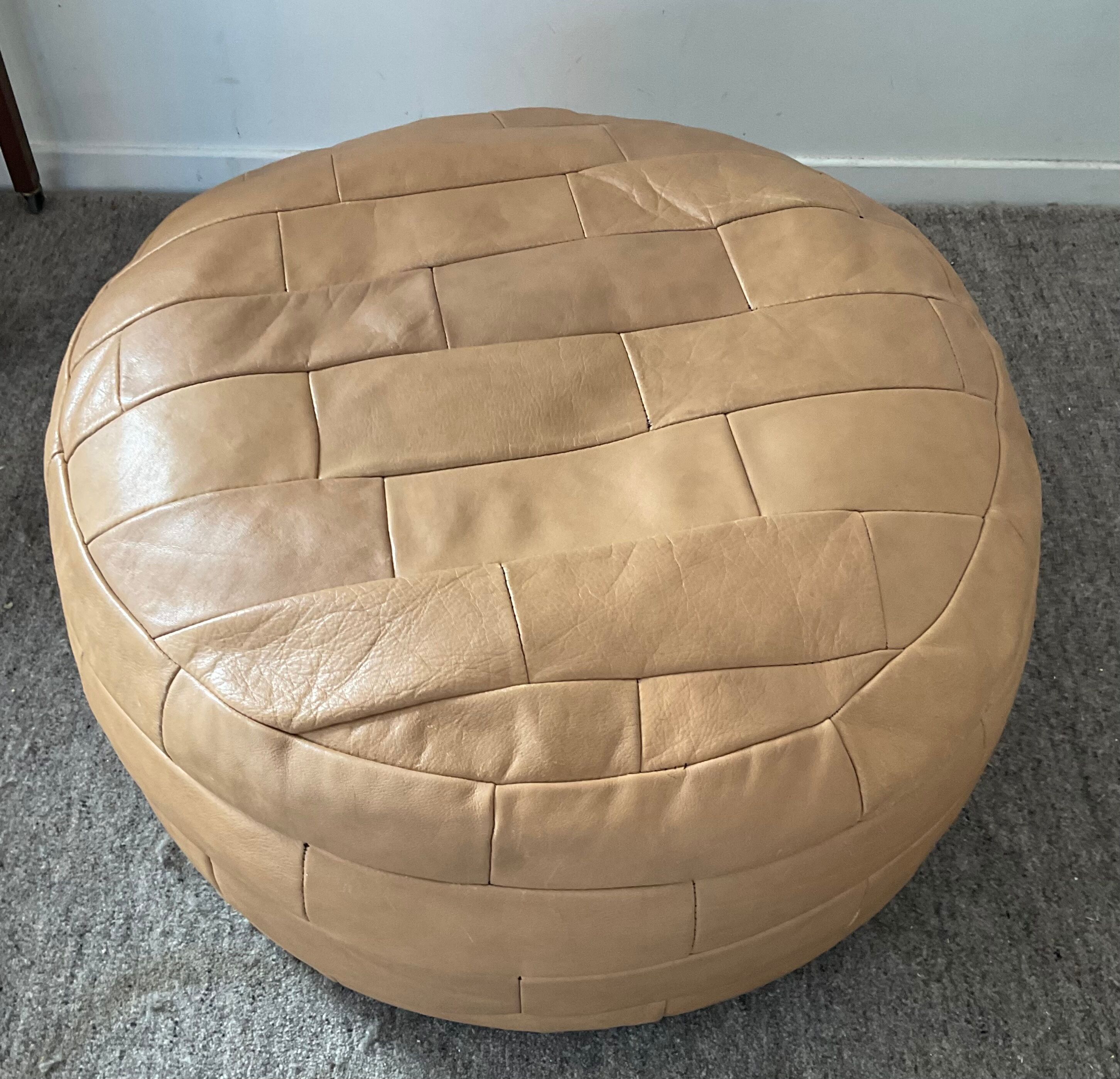 Patchwork ottoman in leather 70s