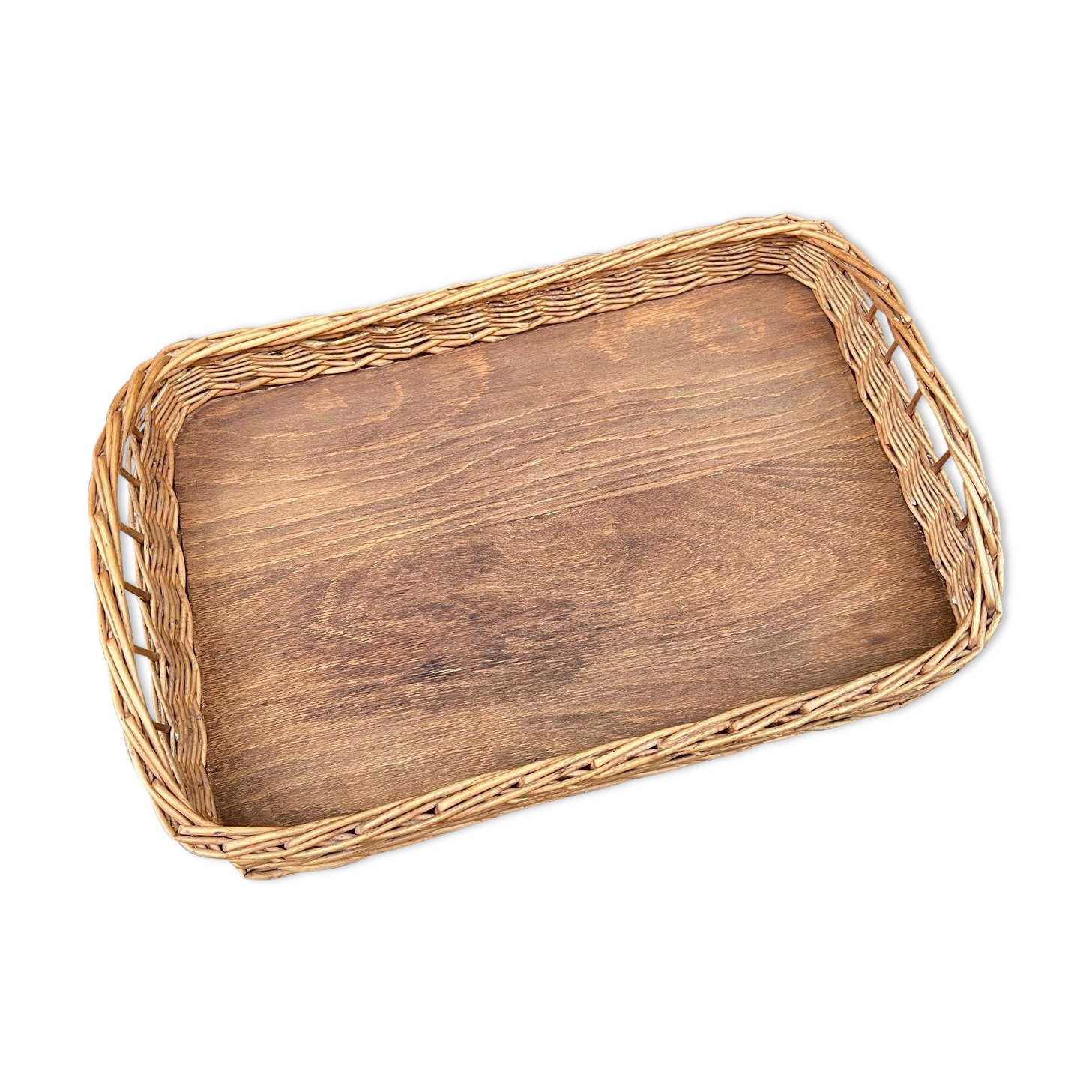 Rattan serving tray