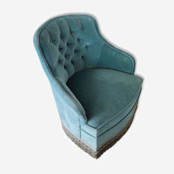Upholstered velvet toad armchair