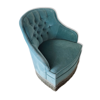Fauteuil crapaud velours capitonné