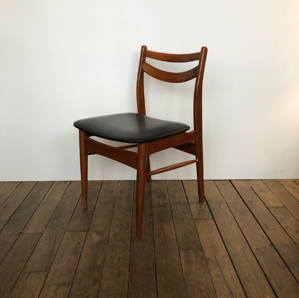 Scandinavian chair wood and black skai