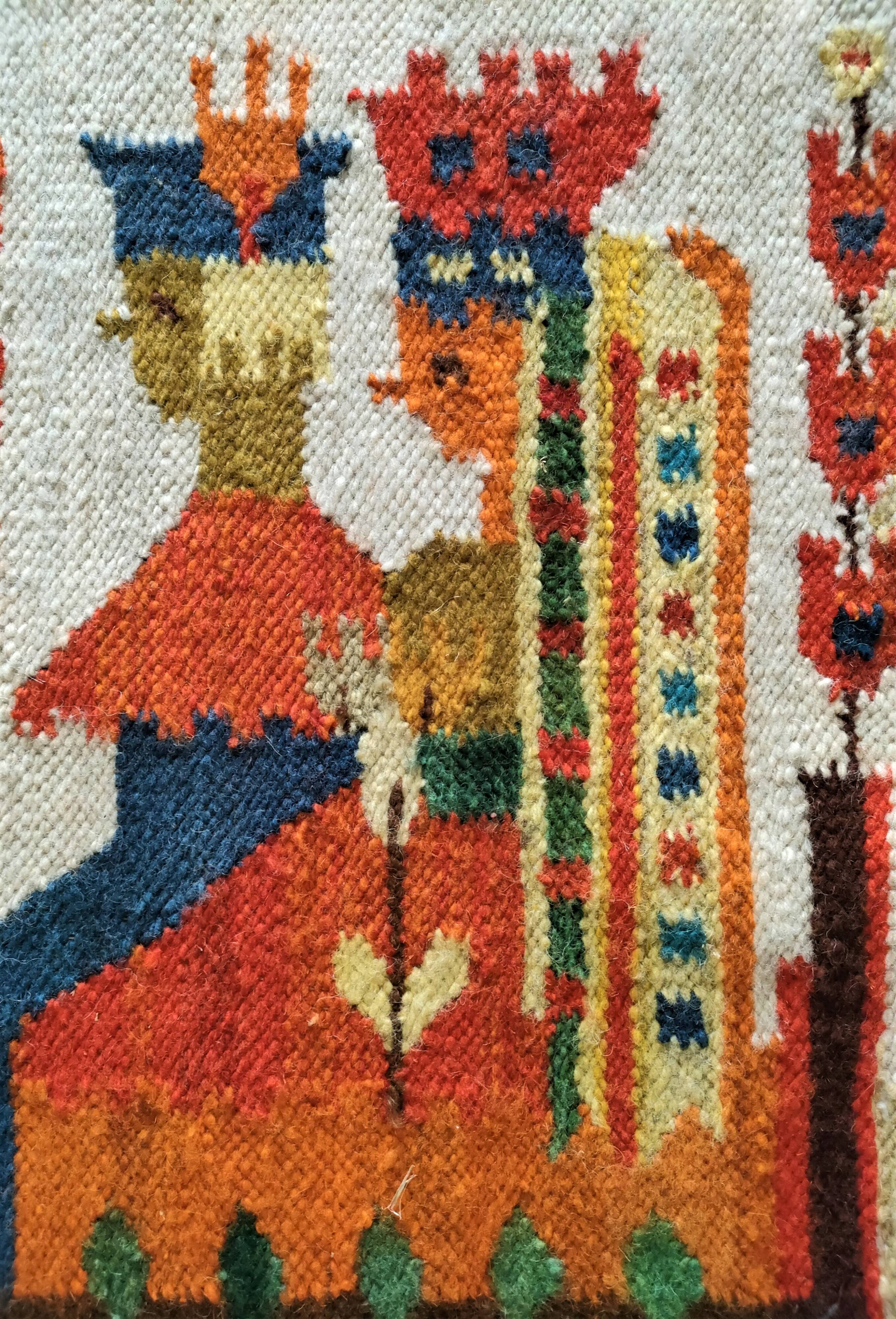 Tapisserie kilim fait main artisanat polonais années 70