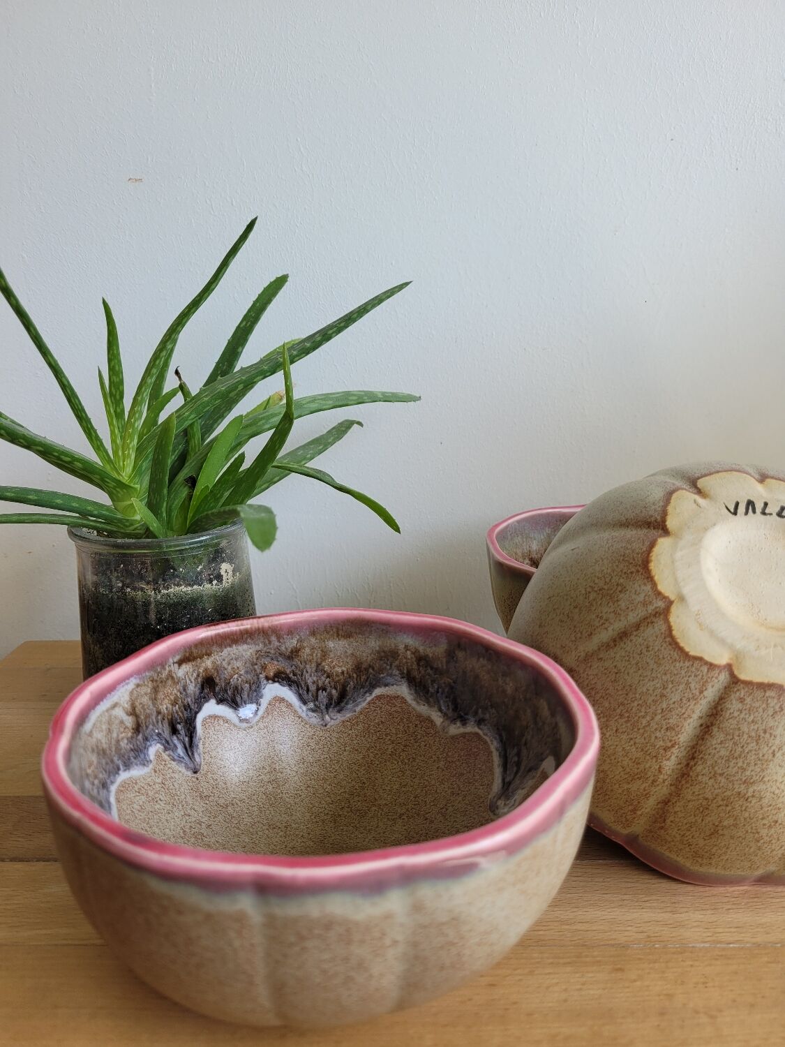 Trio Vallauris bowls in glazed stoneware