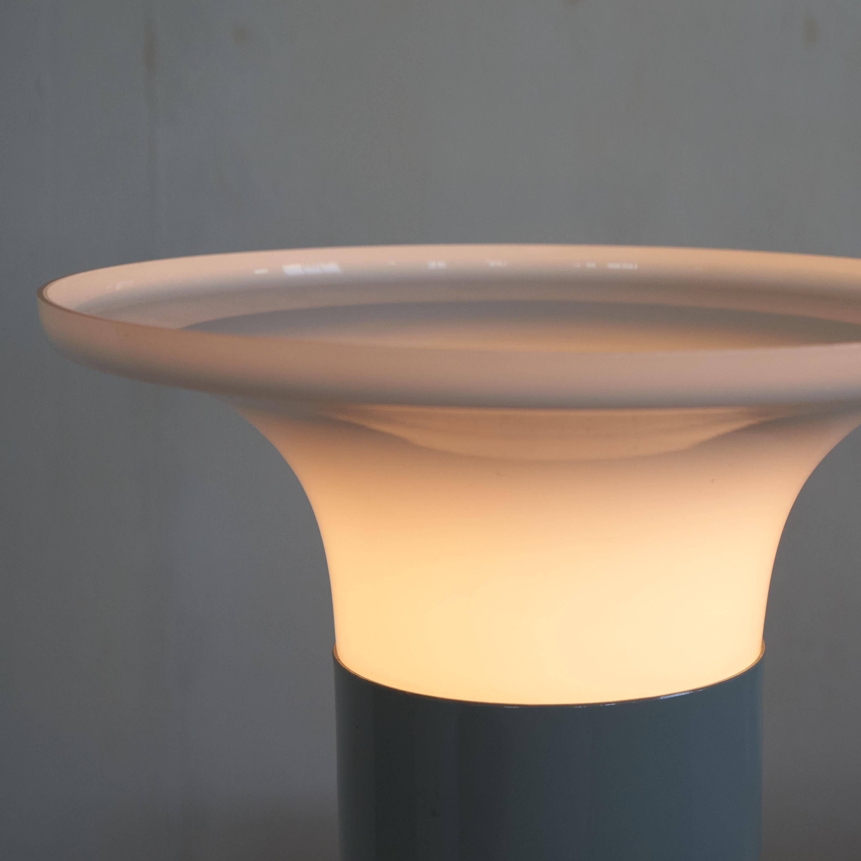 1960s metal and opaline mushroom table lamp