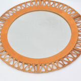 Miroir mural en osier Danemark années 1970 49cm