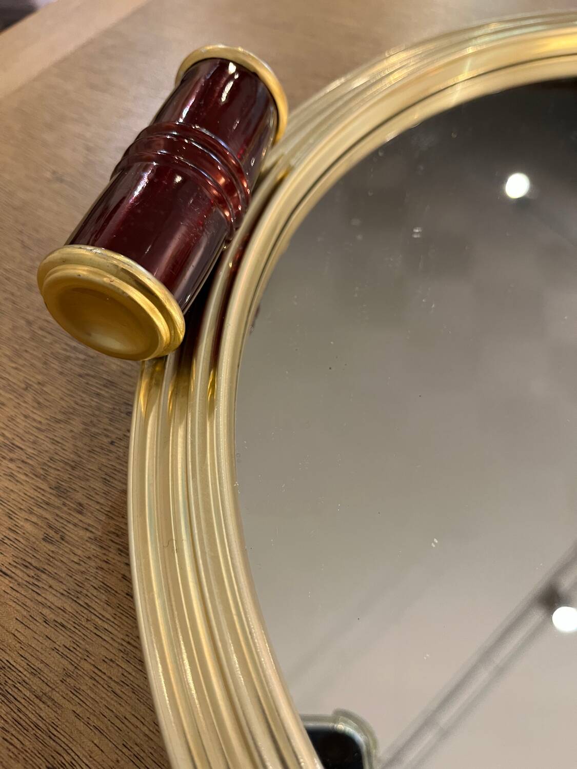 Golden mirror plateau Art Deco diameter 34cm