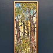 Original Mid Century Swedish Oil On Panel – “Forest” By Stig Allan – Vintage & Framed – 63 × 28 Cm (24.8" × 11")