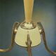 Three-light chandelier in brass and striated opaline glass – 1950s-60s