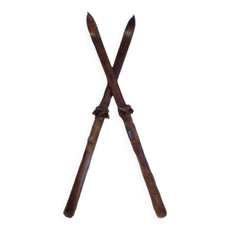 Pair of old wooden skis