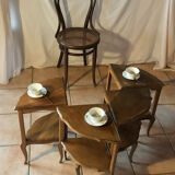 pedestal table, walnut side table