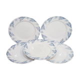 Set of 5 flat plates in Luneville earthenware model Luc, iron earth