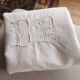 Old large linen sheet monogrammed CP