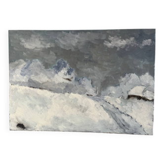 The snow - landscape, oil on canvas