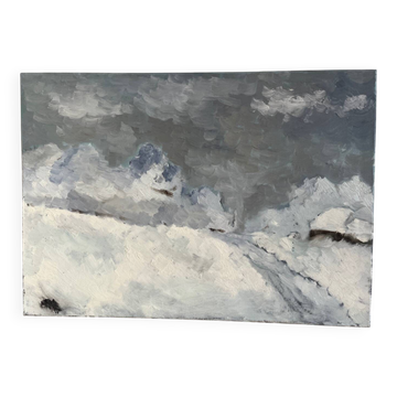 The snow - landscape, oil on canvas