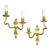 Pair of large Louis XVI style wall lights from the 19th century - gilded bronze