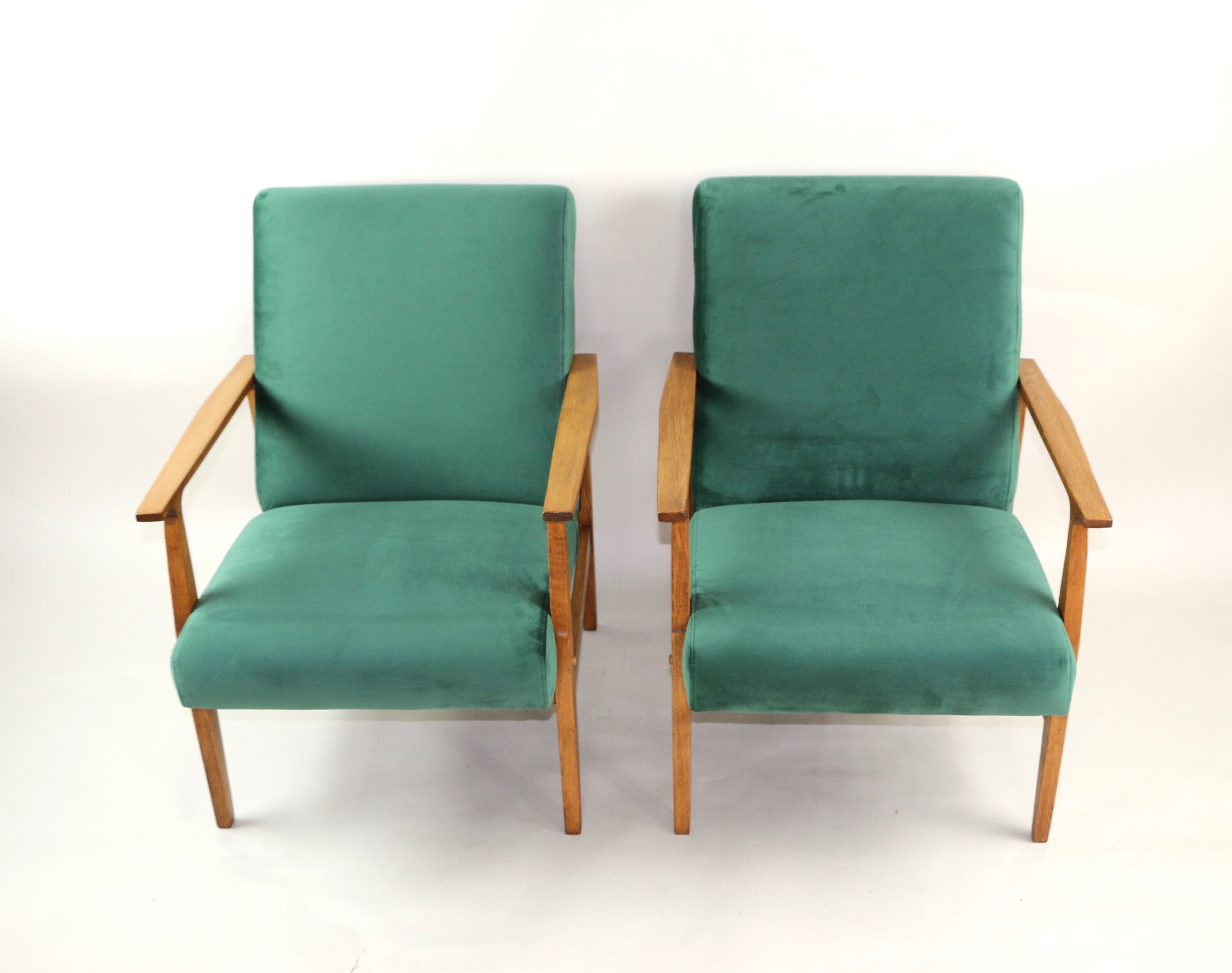 Fauteuil en velours vert vintage, 1970