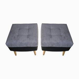Mid-century modern ottomans in grey and black, 1950s, set of 2