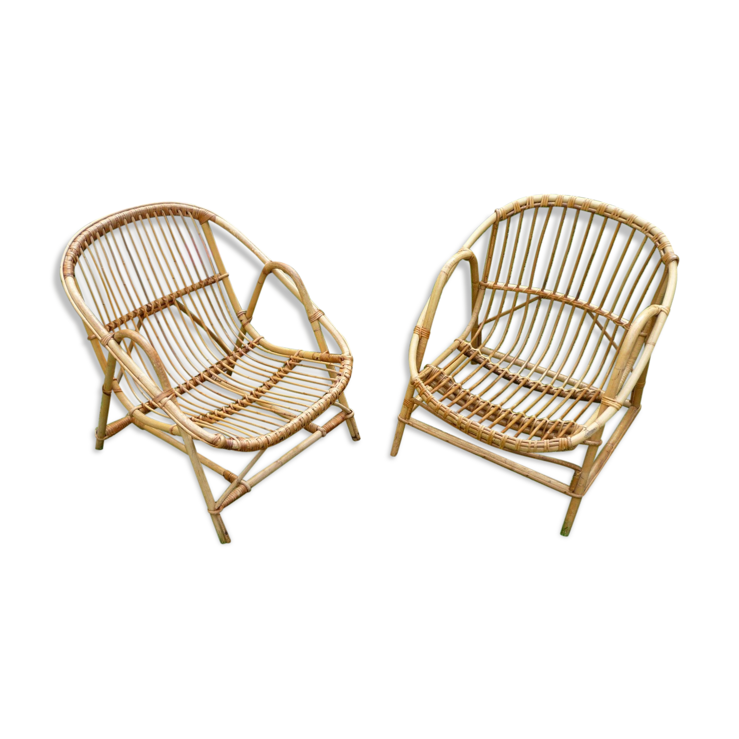 Pair of rattan armchairs of the 70s