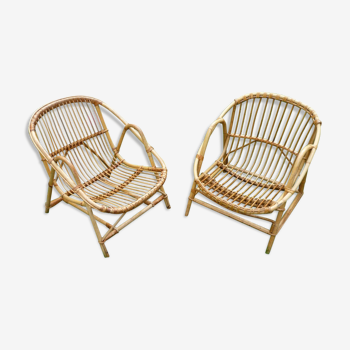 Pair of rattan armchairs of the 70s