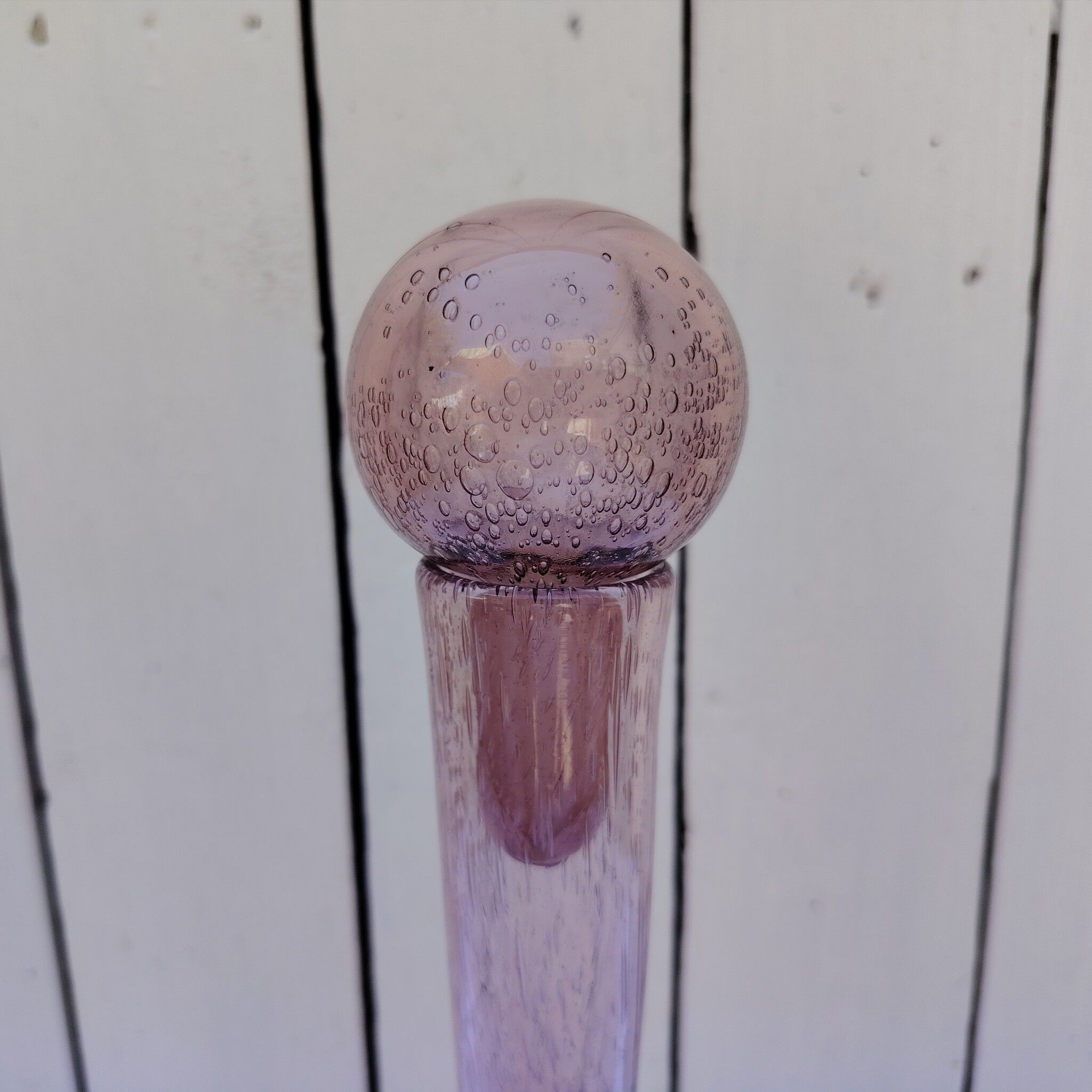 Blown glass bottle with bubbles, Biot glassware style, vintage